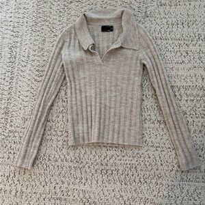 ASOS Light Gray V-Neck Ribbed Sweater